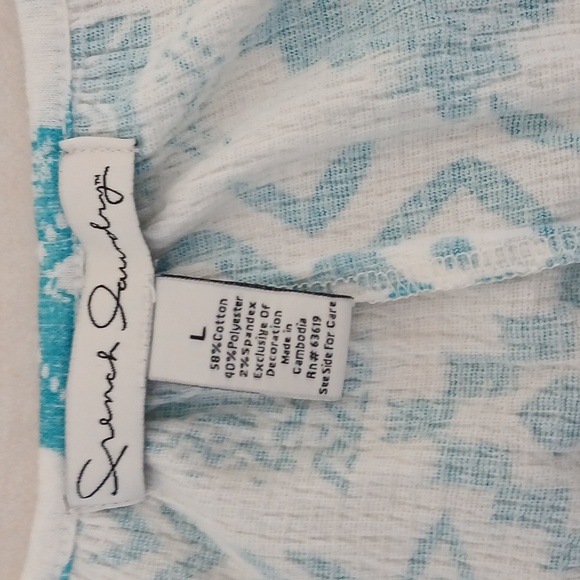 French Laundry Large Turquoise & White Boho Blouse - Picture 4 of 5